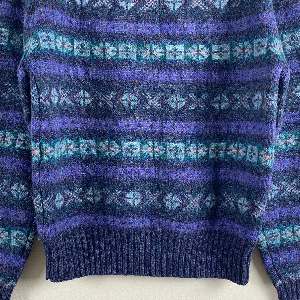 Nordstrom Vintage Scottish Shetland Wool Fair Isle Knit LS Crewneck Sweater - Picture 6 of 14